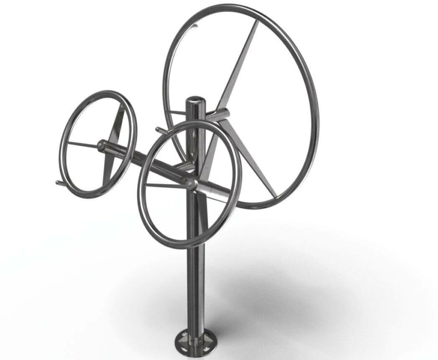 Exercise device wheel triple