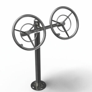 Exercise device wheel double