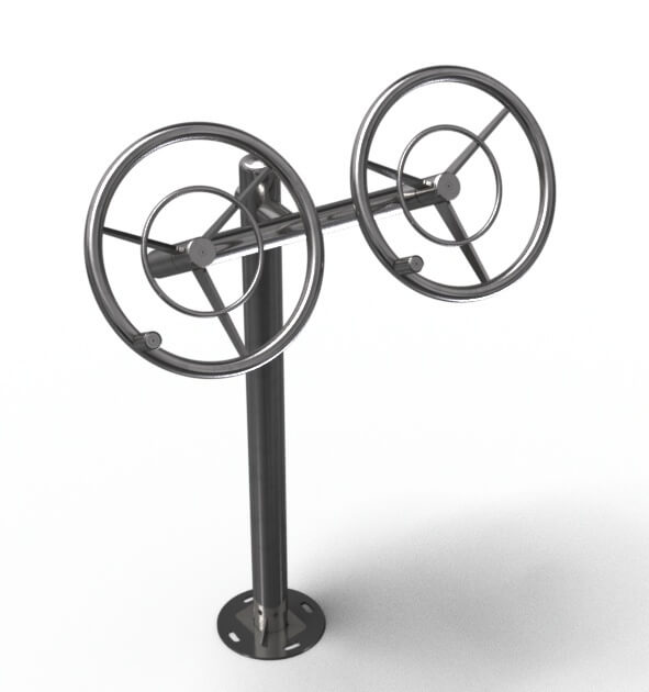 Exercise device wheel double