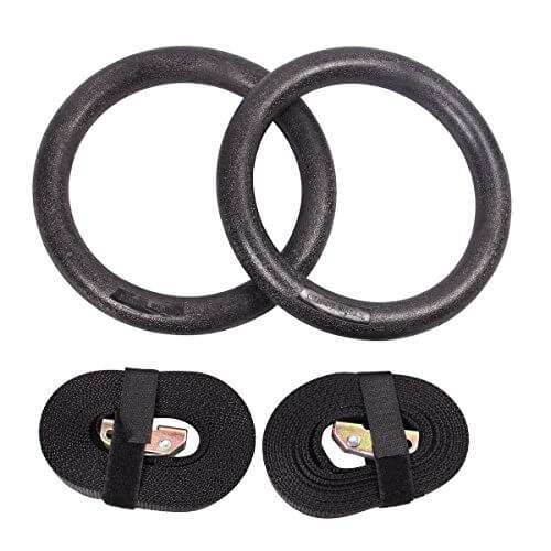 Gymnastic rings made of black ABS plastic