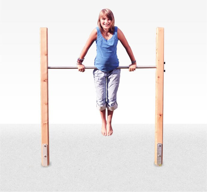 Simple barre de gymnastique en mélèze-V2A pour le jardin